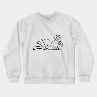 flowers growing from book nature plant Crewneck Sweatshirt